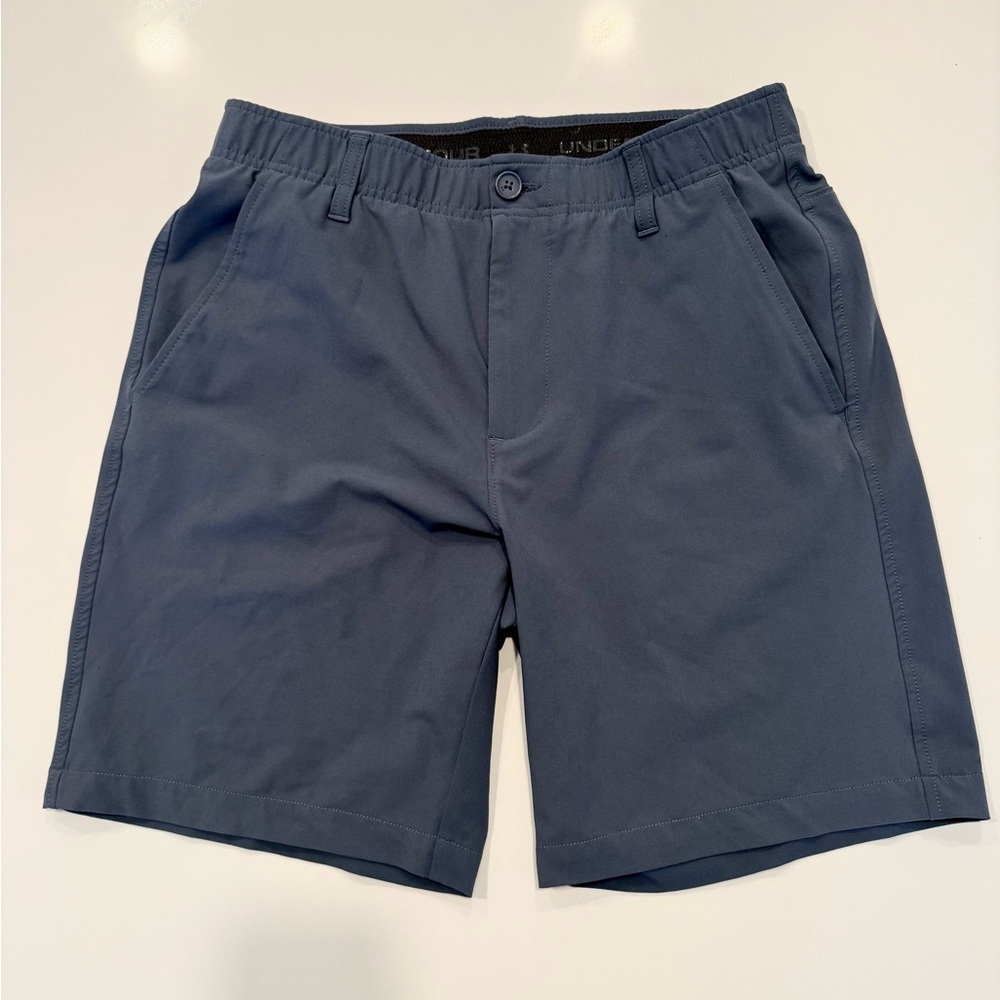 Under Armour Men's Blue Gray Flat Front Golf Athletic Shorts